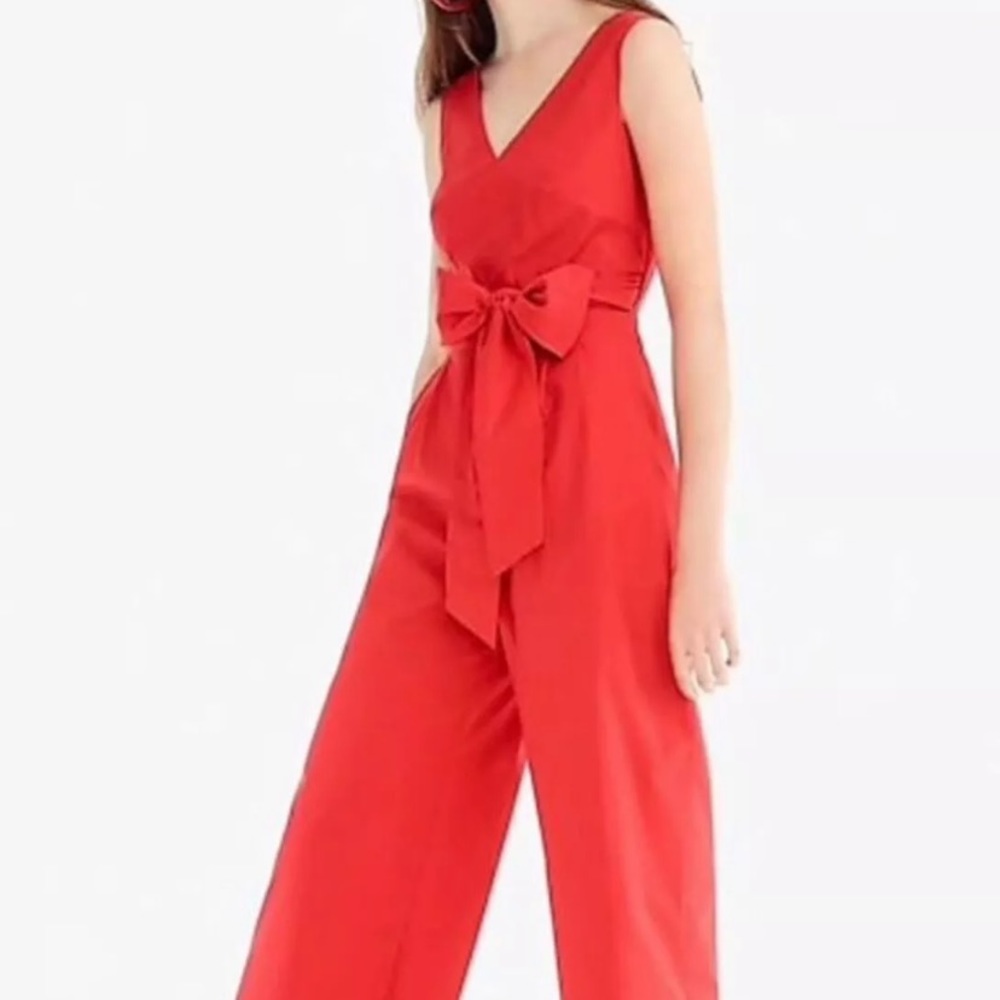 JCrew Wrap-tie jumpsuit in stretch poplin. Size 8